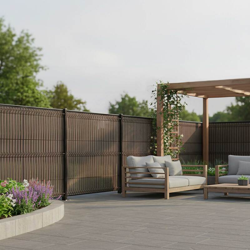 kit lames occultantes composite effet granitees marron ecorce pour maille 55mm